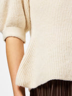 Sally Short-Sleeved Puff Knit Cardigan, Birch Melange