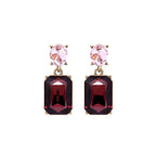 Oval Twin Gem Post Earring, Burgundy & Pink