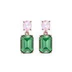 Oval Twin Gem Post Earring, Green & Baby Pink