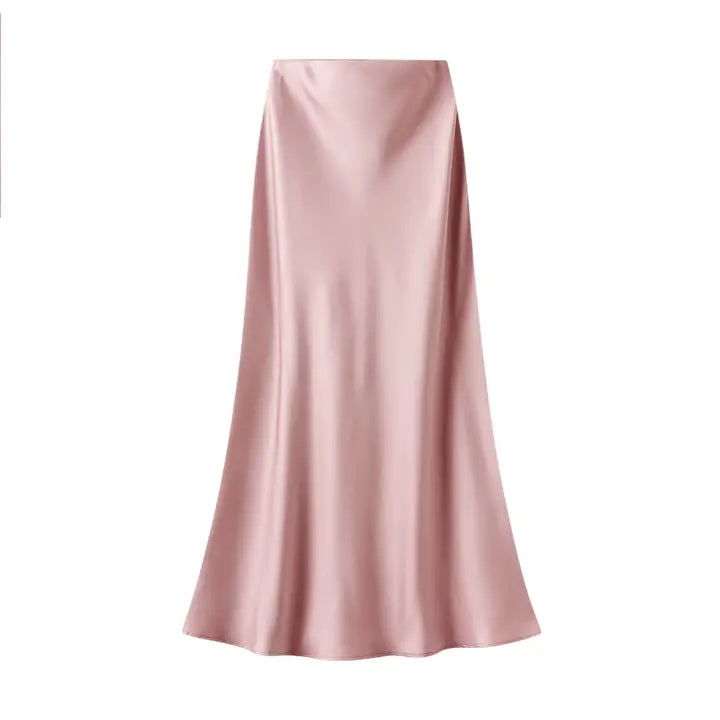 Satin Slip Skirt, Soft Pink