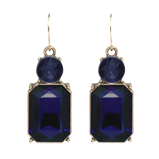 Twin Gem Earring, Navy