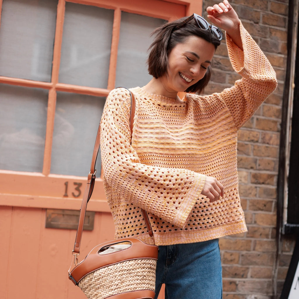 Gala Pointelle Wide Sleeve Jumper, Orange