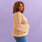 Gala Pointelle Wide Sleeve Jumper, Orange