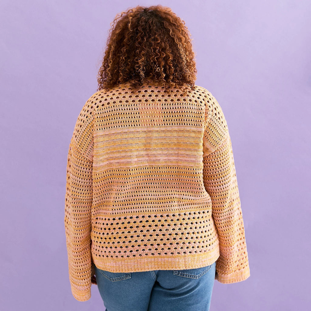 Gala Pointelle Wide Sleeve Jumper, Orange