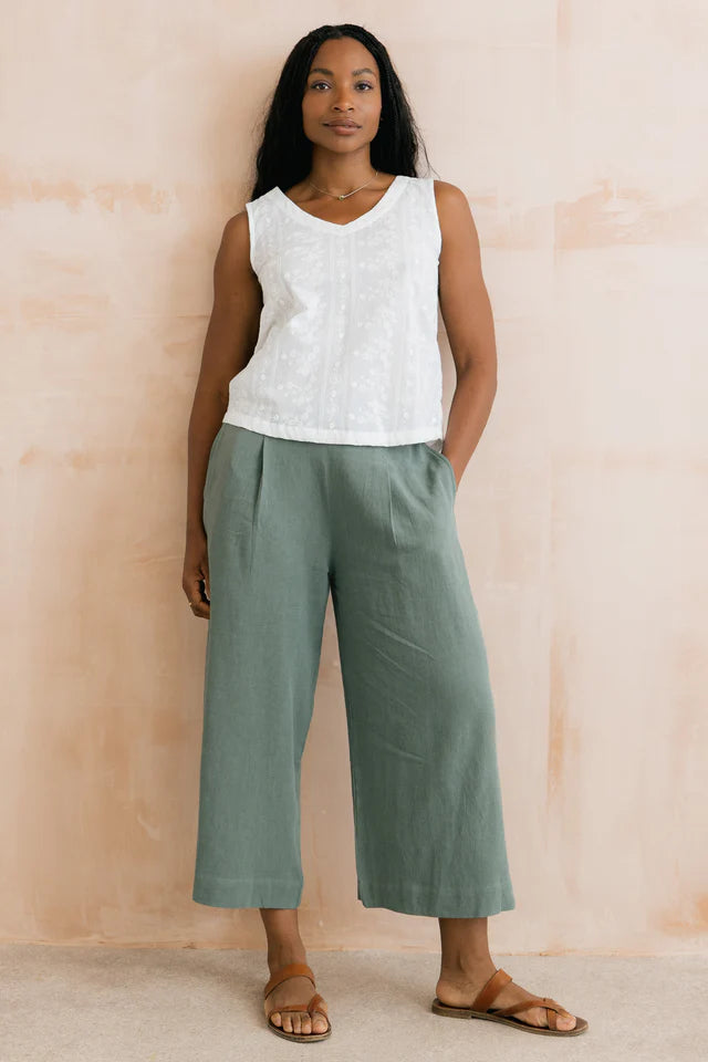 Alicia Embroidered Cotton Vest, White