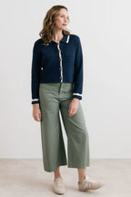 Amelia Cropped Wide Leg Trousers, Laurel Green