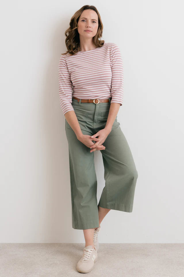 Amelia Cropped Wide Leg Trousers, Laurel Green