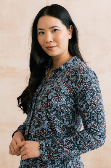Bowbridge Printed Organic Cotton Jersey Shirt, Blue