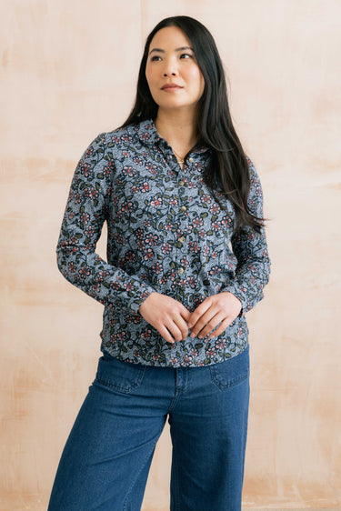 Bowbridge Printed Organic Cotton Jersey Shirt, Blue