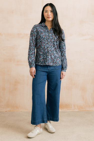 Bowbridge Printed Organic Cotton Jersey Shirt, Blue
