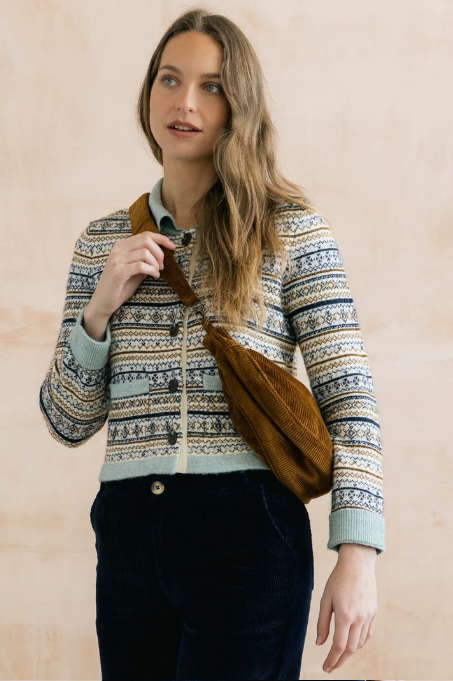 Chestnut Fair Isle Knit Jacket, Mist