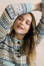 Chestnut Fair Isle Knit Jacket, Mist