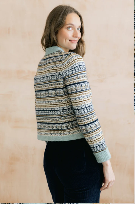 Chestnut Fair Isle Knit Jacket, Mist