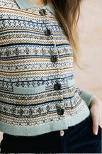 Chestnut Fair Isle Knit Jacket, Mist