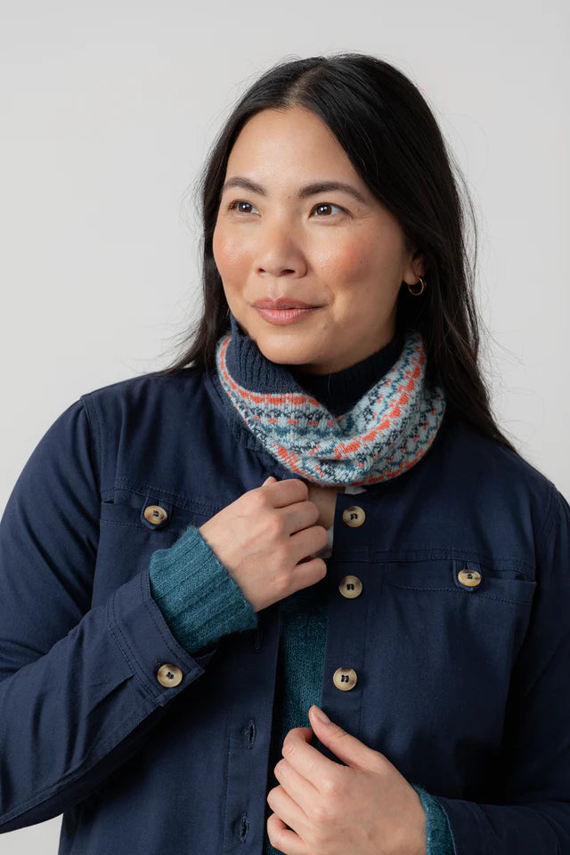 Fair Isle Knitted Snood, Sea Mist