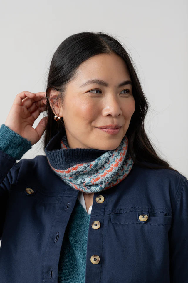 Fair Isle Knitted Snood, Sea Mist