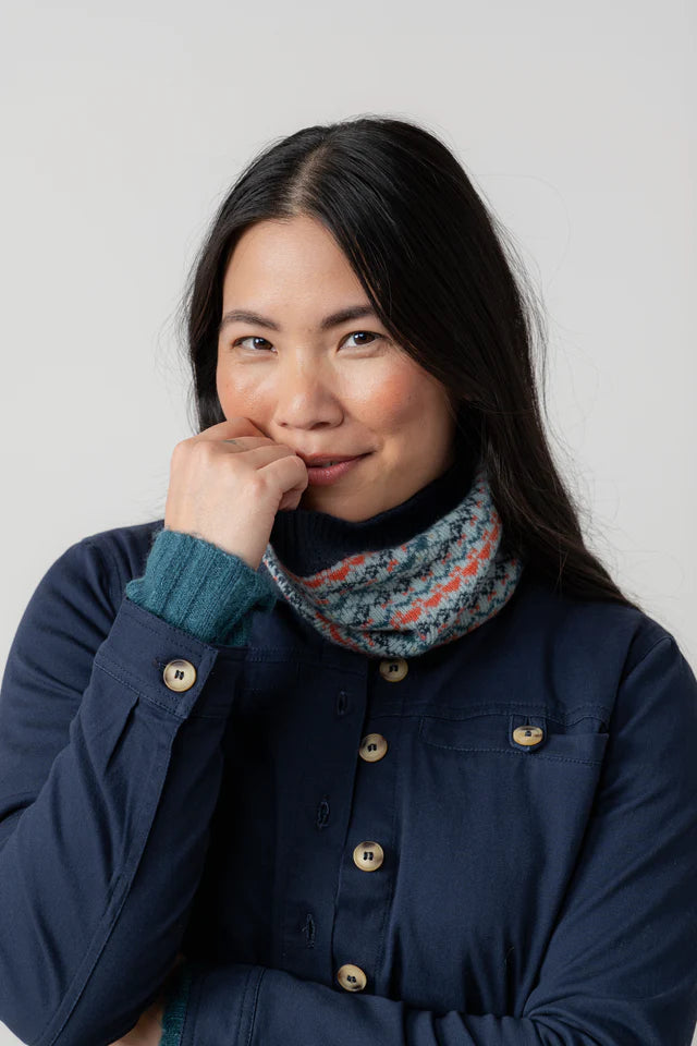 Fair Isle Knitted Snood, Sea Mist