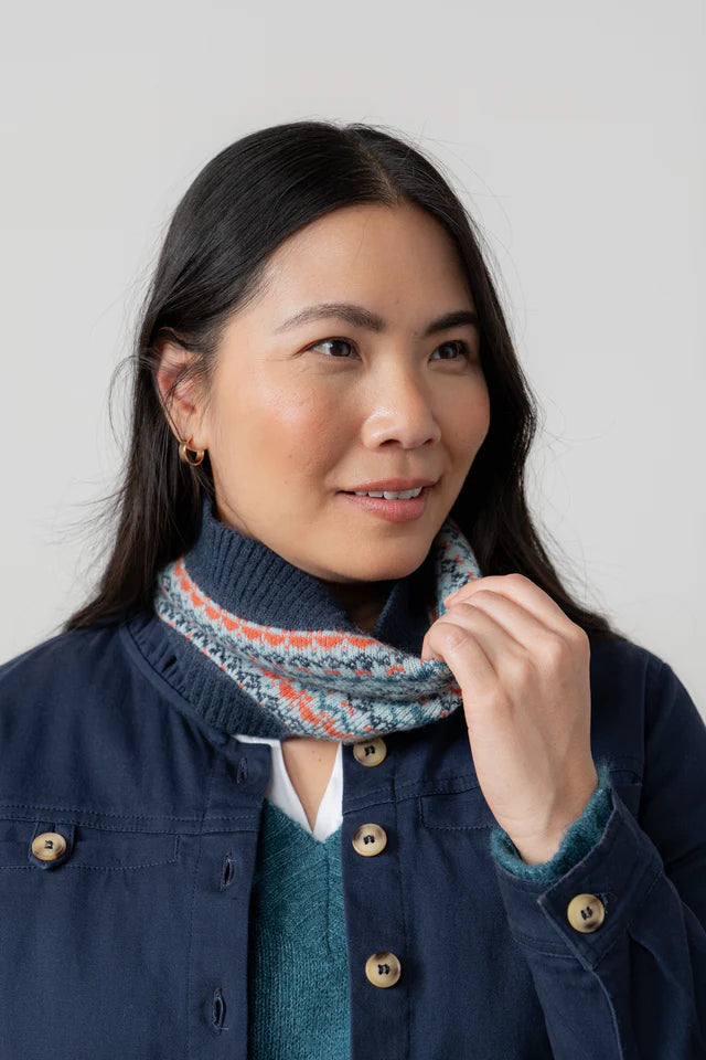 Fair Isle Knitted Snood, Sea Mist
