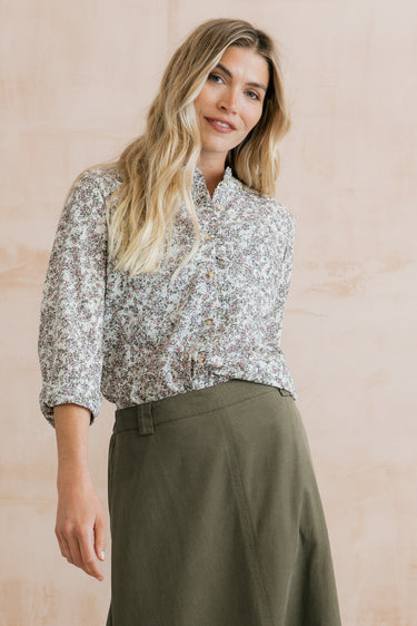Rachel Organic Cotton Frill Blouse, Antique Pink