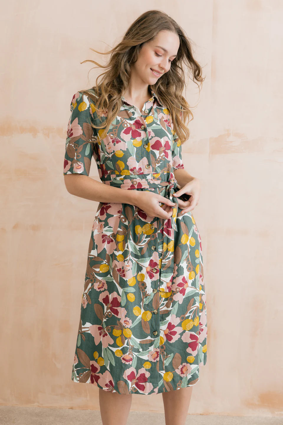 Robyn Belted Tea Dress, Laurel Green