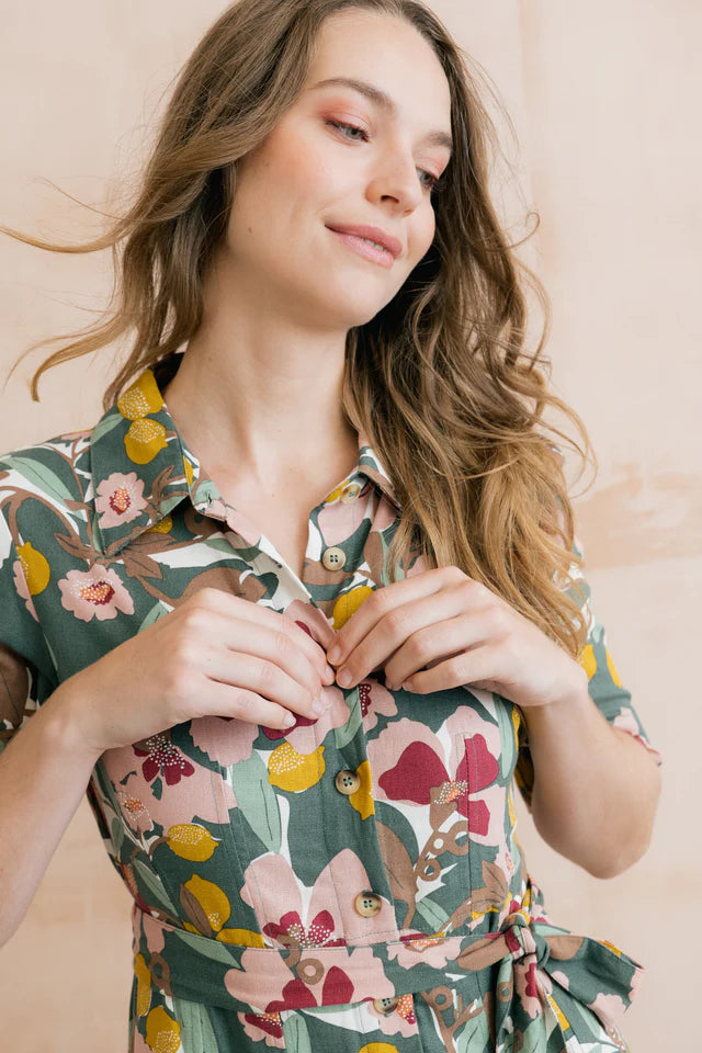 Robyn Belted Tea Dress, Laurel Green