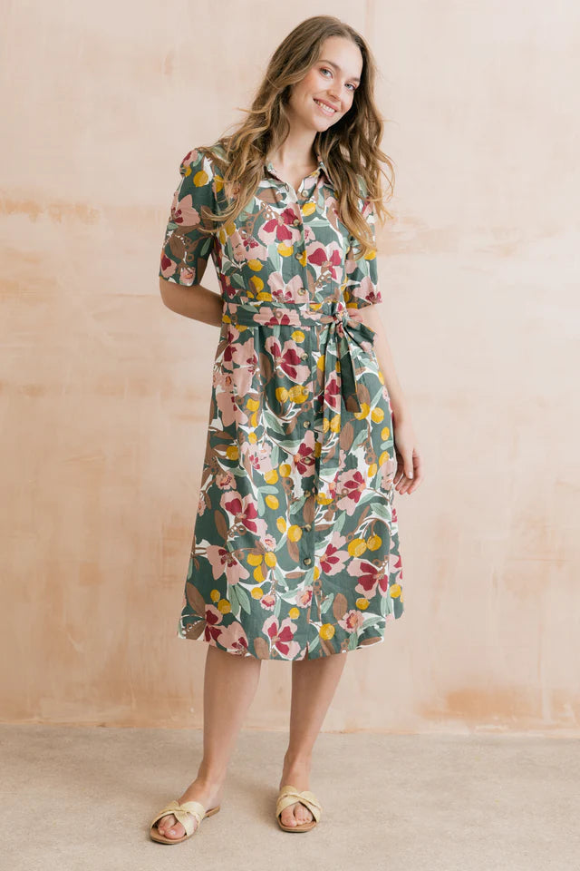 Robyn Belted Tea Dress, Laurel Green