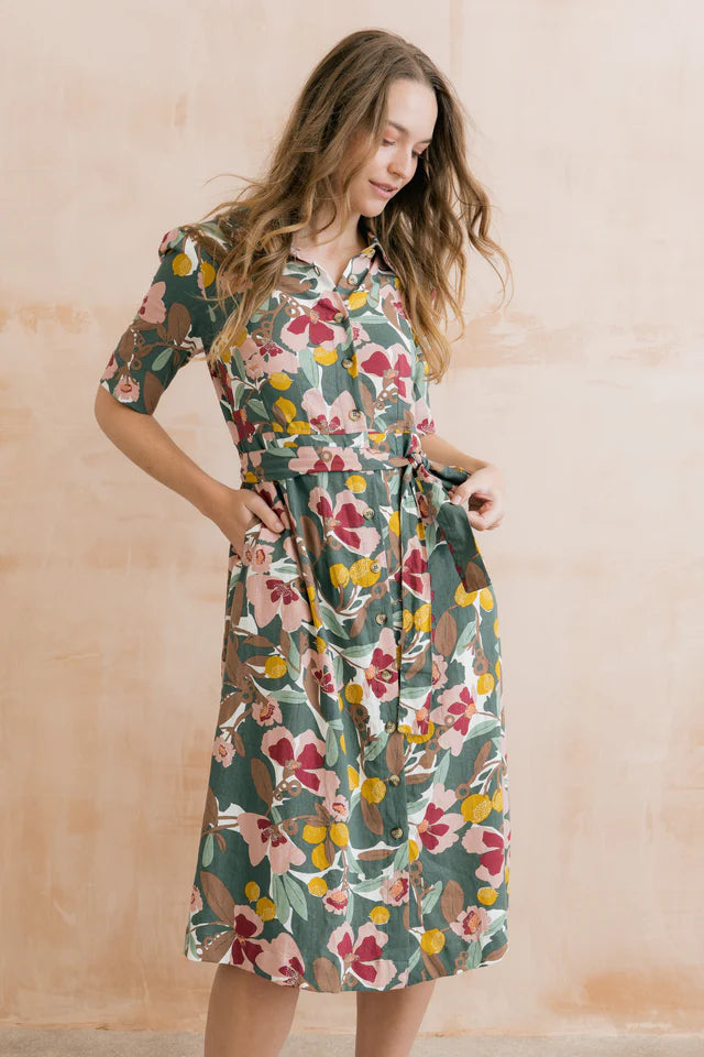 Robyn Belted Tea Dress, Laurel Green