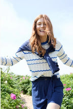 Sophie Organic Cotton Jumper, Cobalt White