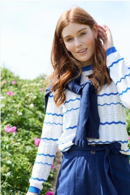 Sophie Organic Cotton Jumper, Cobalt White