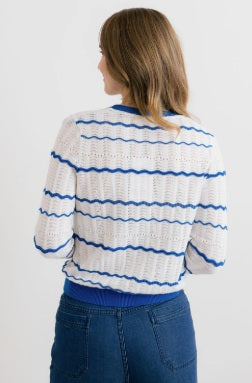 Sophie Organic Cotton Jumper, Cobalt White