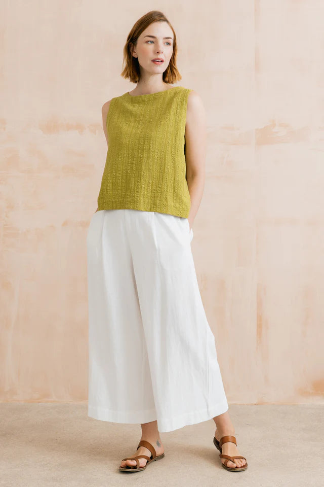 Summer Wide Leg Linen Blend Culottes, White