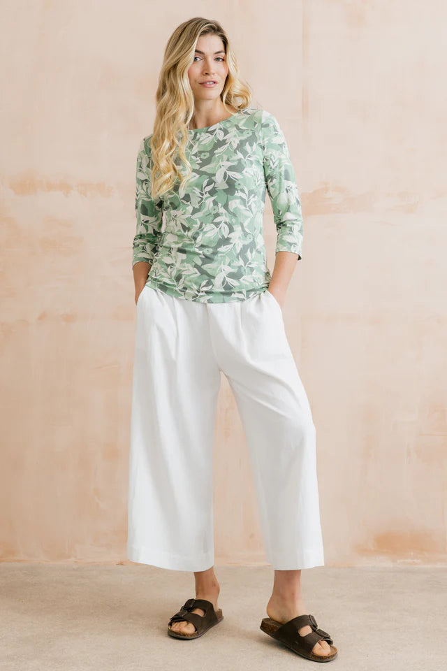 Summer Wide Leg Linen Blend Culottes, White