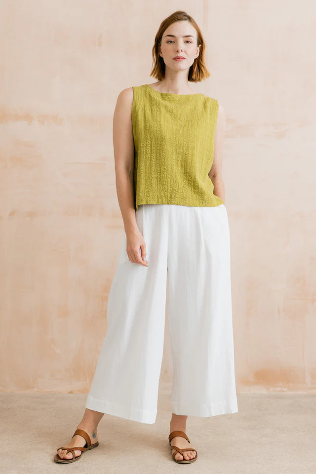 Summer Wide Leg Linen Blend Culottes, White