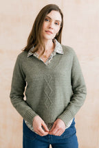 Wickridge Textured Knit V-Neck Jumper, Sage