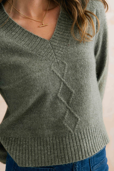 Wickridge Textured Knit V-Neck Jumper, Sage
