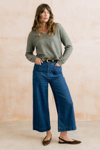 Wickridge Textured Knit V-Neck Jumper, Sage