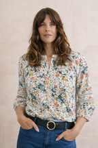 Zoe Cotton Jacquard Blouse, Jardin