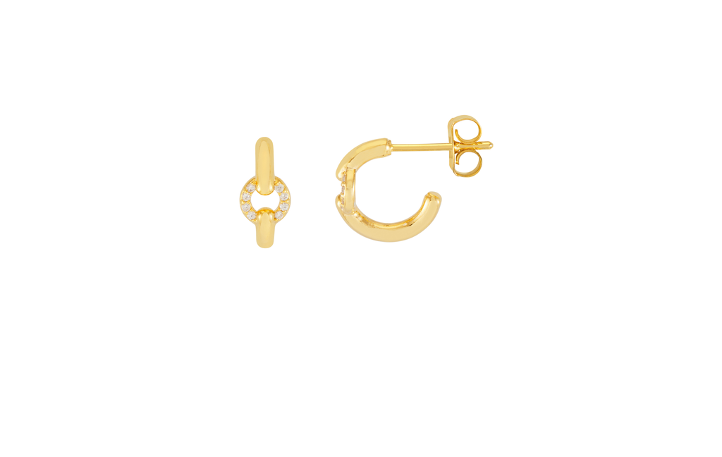 Gold Pavé Circle Hoop Earrings