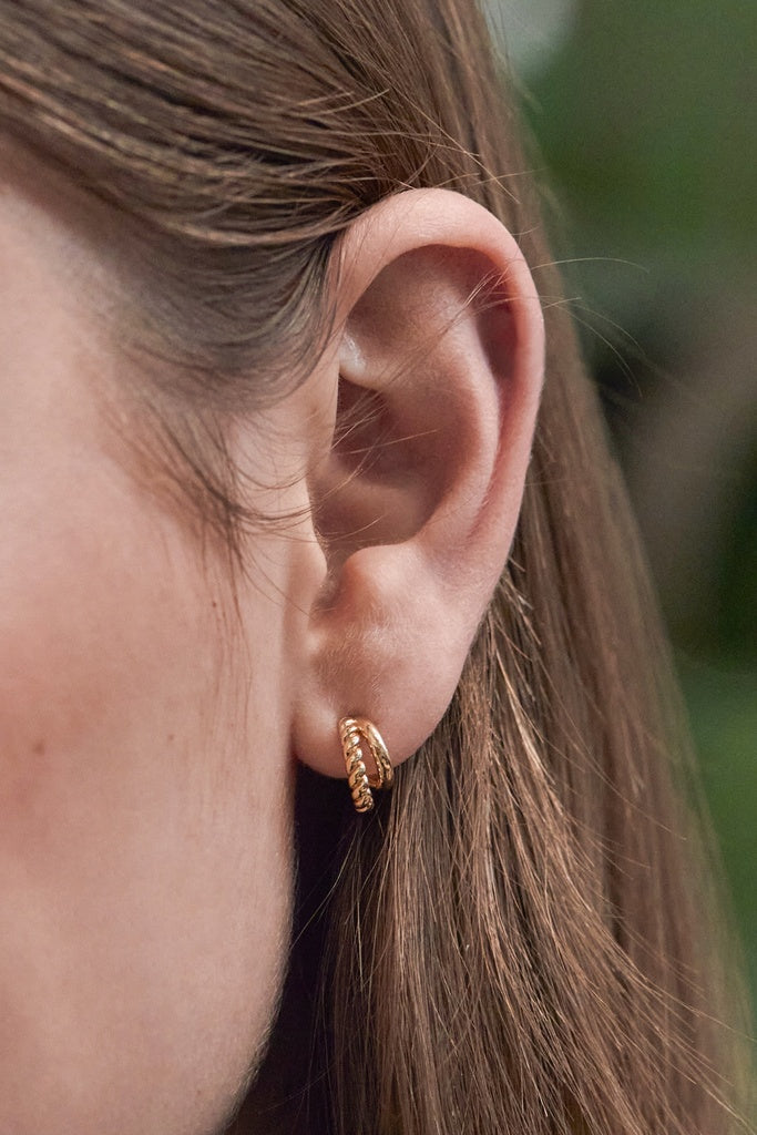 Plain & Twist Double Hoop Earrings