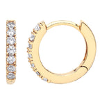 Pavé Set Hoop Earrings with White CZ, Gold-Plated