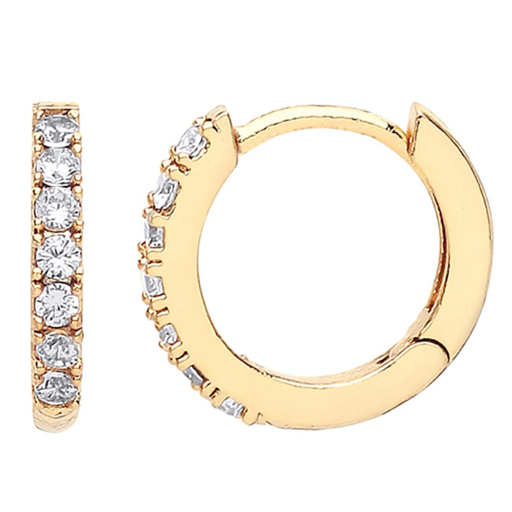 Pavé Set Hoop Earrings with White CZ, Gold-Plated