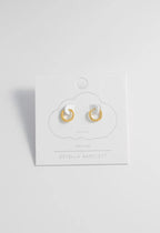 Pavé Set Hoop Earrings with White CZ, Gold-Plated