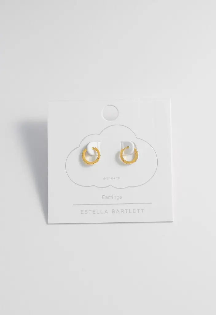 Pavé Set Hoop Earrings with White CZ, Gold-Plated