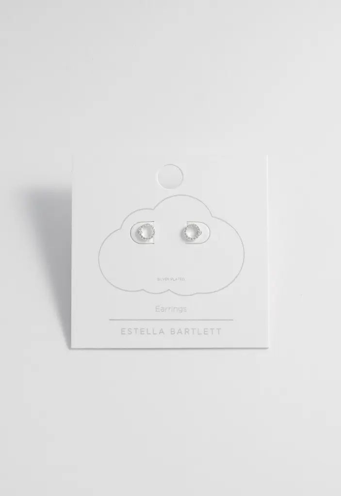 CZ Circle Earrings, Silver-Plated