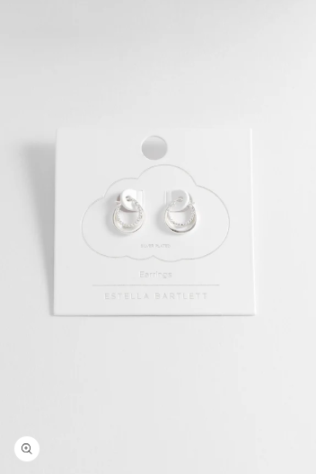 Double Twisted Hoop Earrings, Silver-Plated
