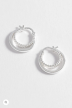 Double Twisted Hoop Earrings, Silver-Plated