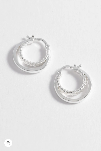 Double Twisted Hoop Earrings, Silver-Plated