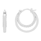 Double Twisted Hoop Earrings, Silver-Plated