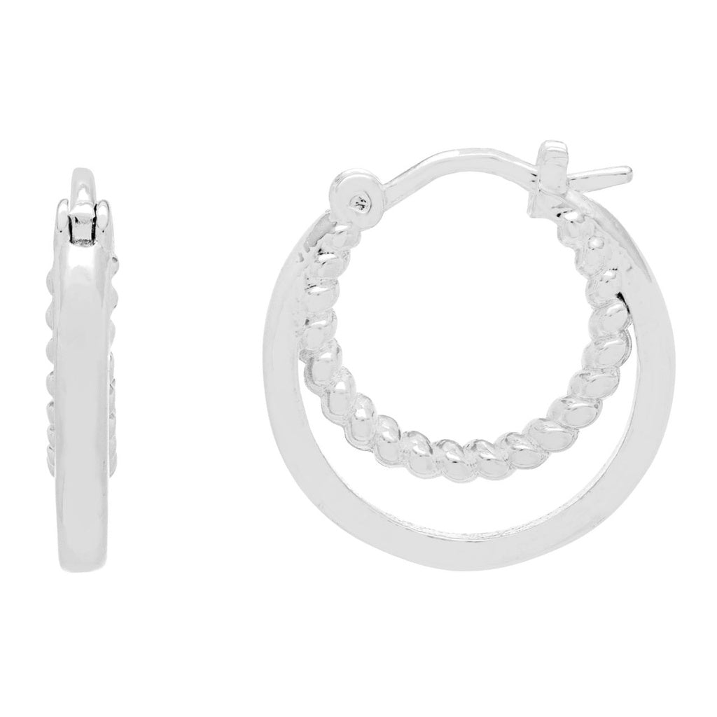 Double Twisted Hoop Earrings, Silver-Plated