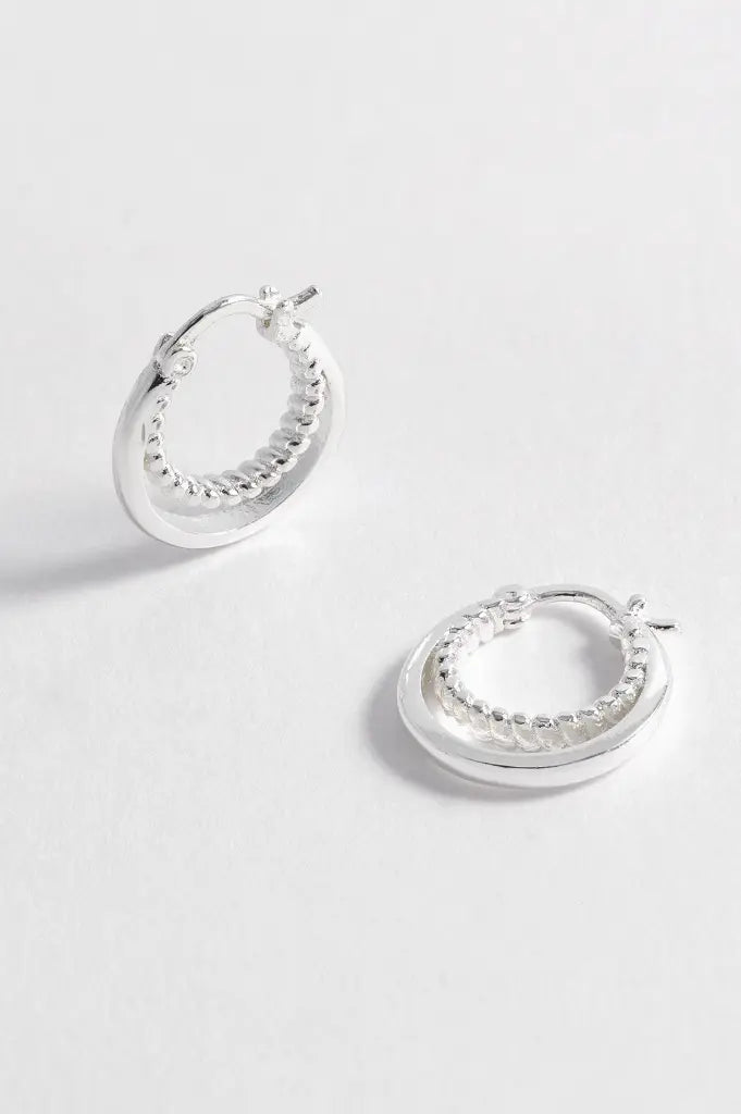 Double Twisted Hoop Earrings, Silver-Plated